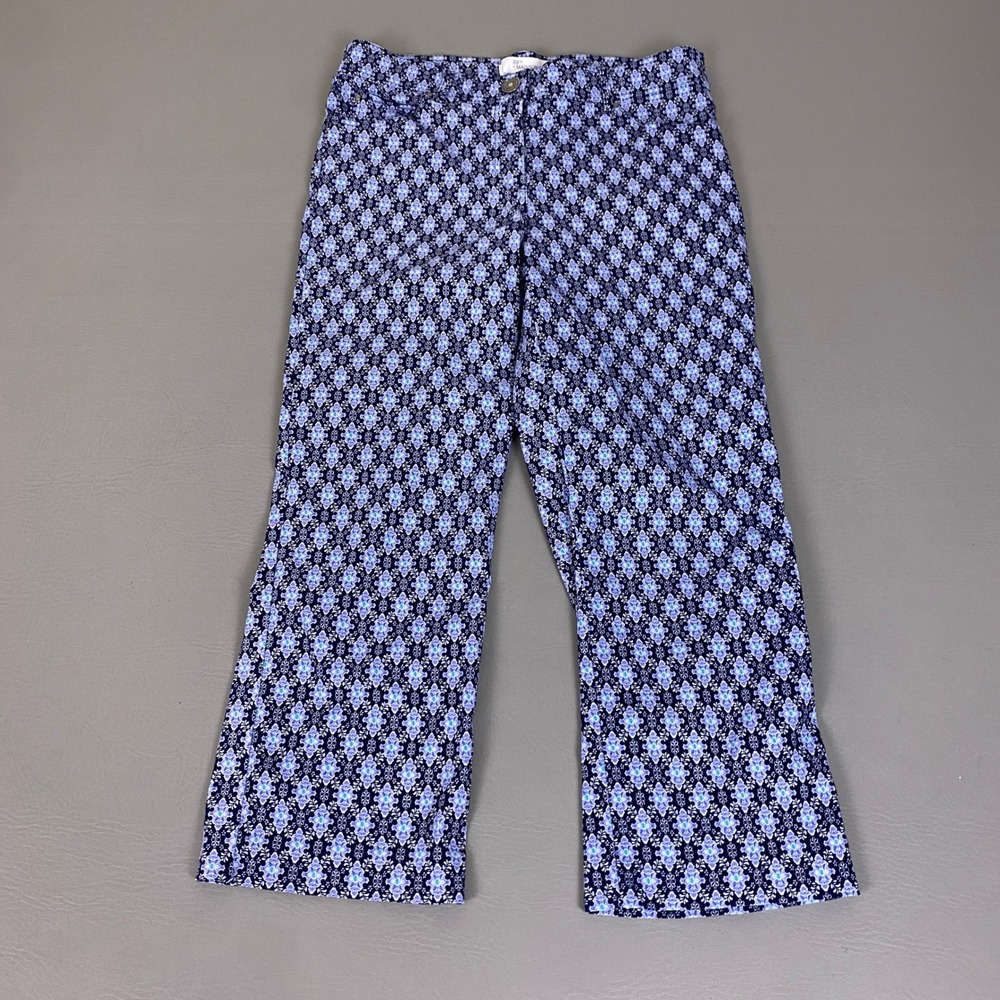 89th + Madison Pants Women's Size 10 Blue Geometric Medallion Cropped Stretch